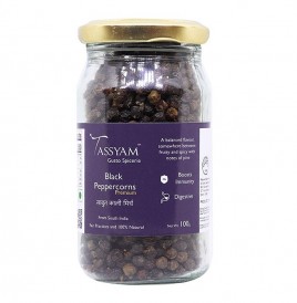 Tassyam Black Peppercorns   Glass Jar  100 grams